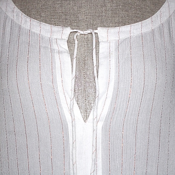 Ellen Tracey White Striped Peasant Blouse Medium - Picture 8 of 12